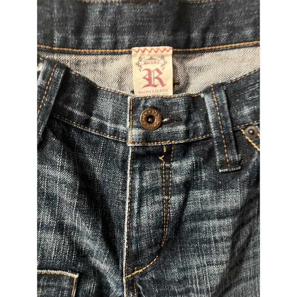 Rugby Ralph Lauren Jeans Womens Sz 27 Patch Work Destroyed Denim Bootcut Rare - Picture 5 of 10